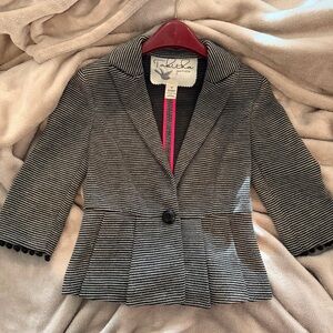 Tabitha Black and White Striped Blazer